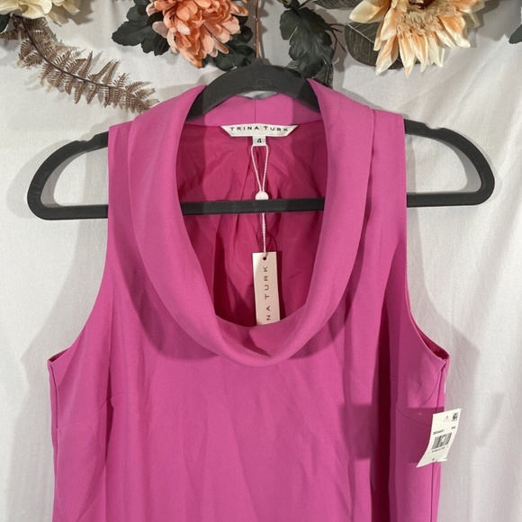 NWT $248 Trina Turk [ 4 ] Sleeveless Naples‎ Cowl-Neck Dress in Pink - Picture 4 of 12